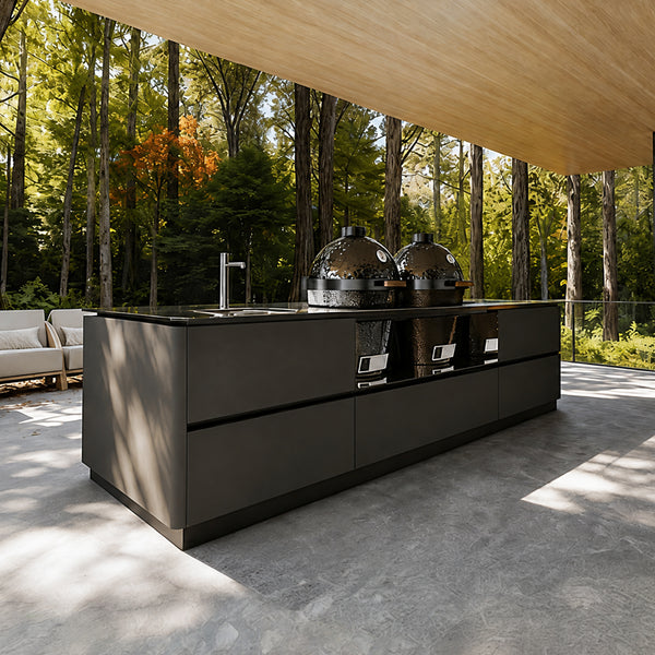 Minimalist Outdoor Kitchen with Dual Pizza Ovens