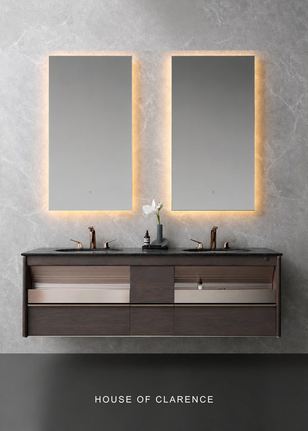 Double Sink Floating Bathroom Vanity with LED Mirrors