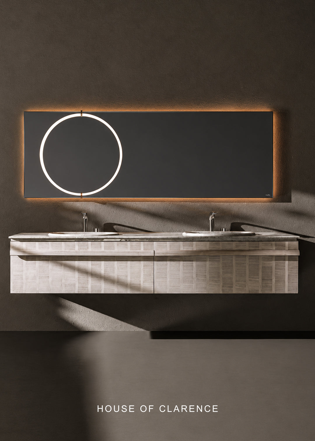 Double Sink Floating Bathroom Vanity with LED Mirror