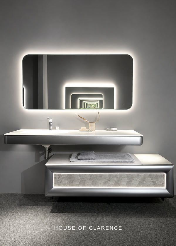 F71008 Floating Bathroom Vanity with LED Mirror