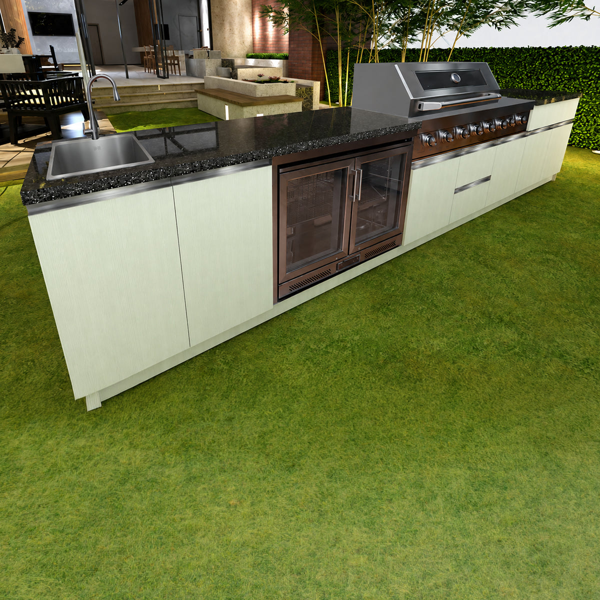 Luxury Outdoor Kitchen with Grill & Refrigerator