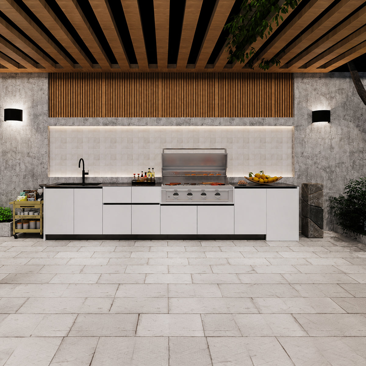 Contemporary Linear Garden Kitchen