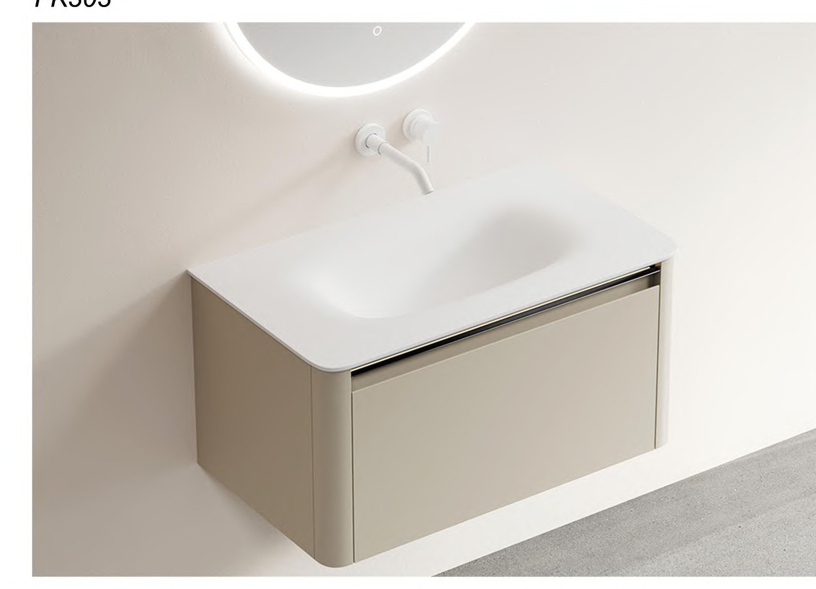 FK303 Solid Rubber Wood Vanity Unit With Integrated Basin