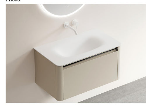 FK303 Solid Rubber Wood Vanity Unit With Integrated Basin