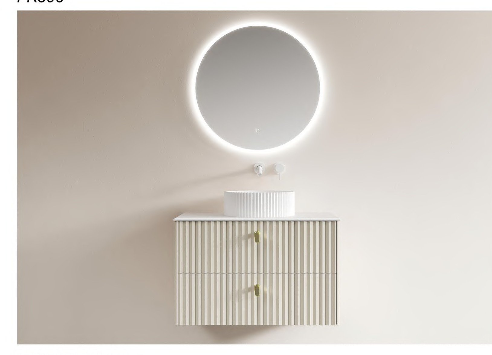 FK306 MDF Fluted Vanity Unit With Metal Handles