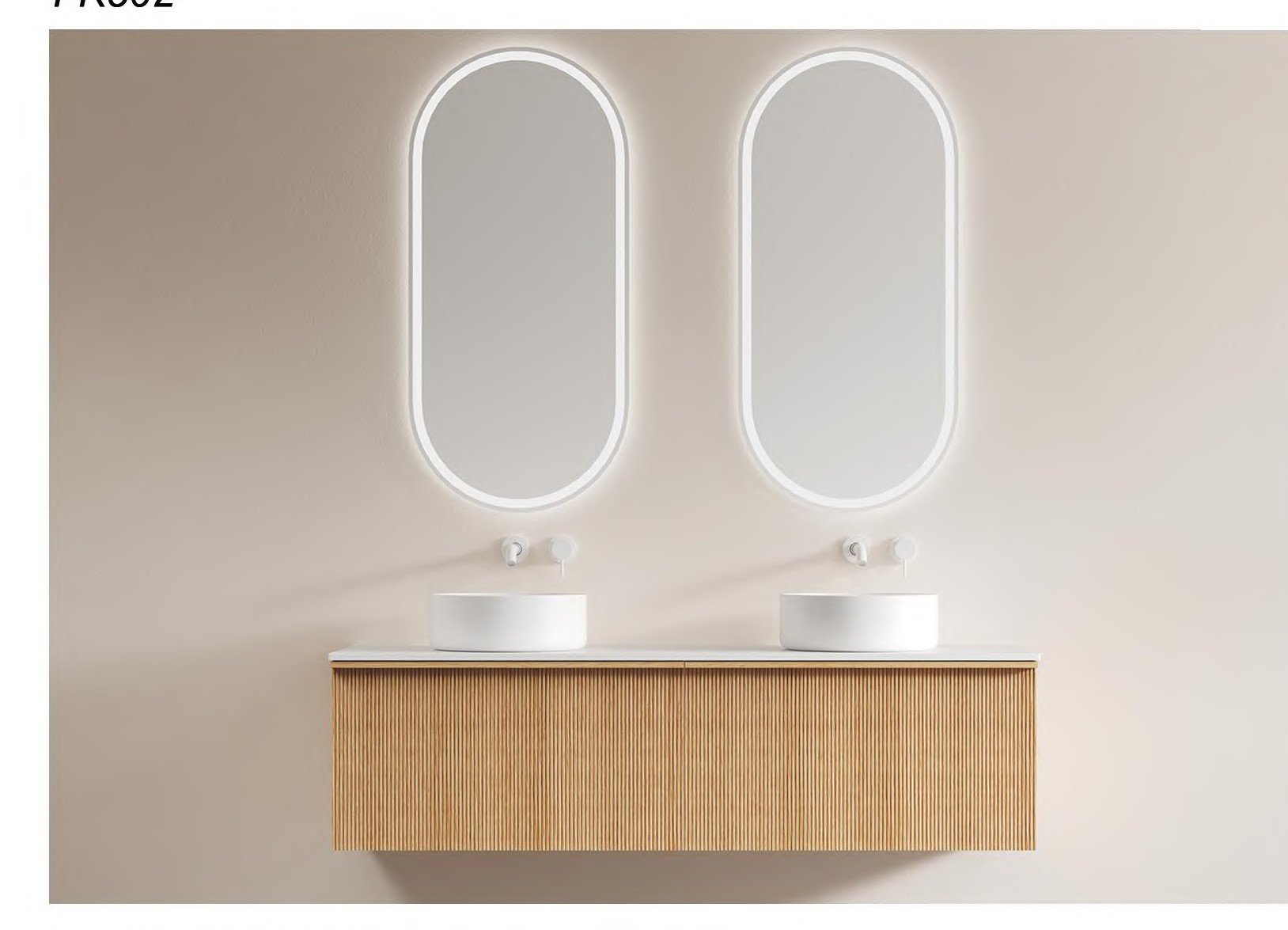 FK502 White Oak Fluted Wall-Hung Vanity Unit