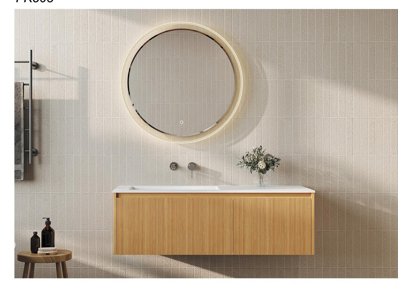 FK503 White Oak Wall-Hung Vanity Unit (45° Hidden Handle)