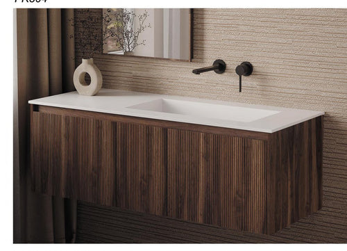 FK504 Black Walnut Fluted Wall-Hung Vanity Unit