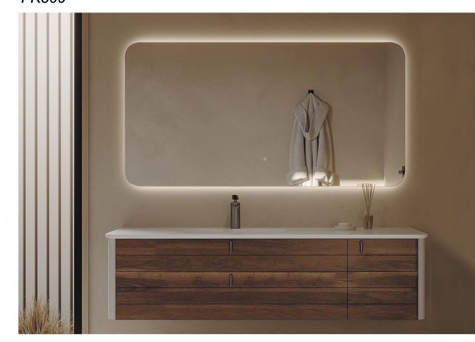 FK509 Black Walnut Solid Wood Vanity Unit